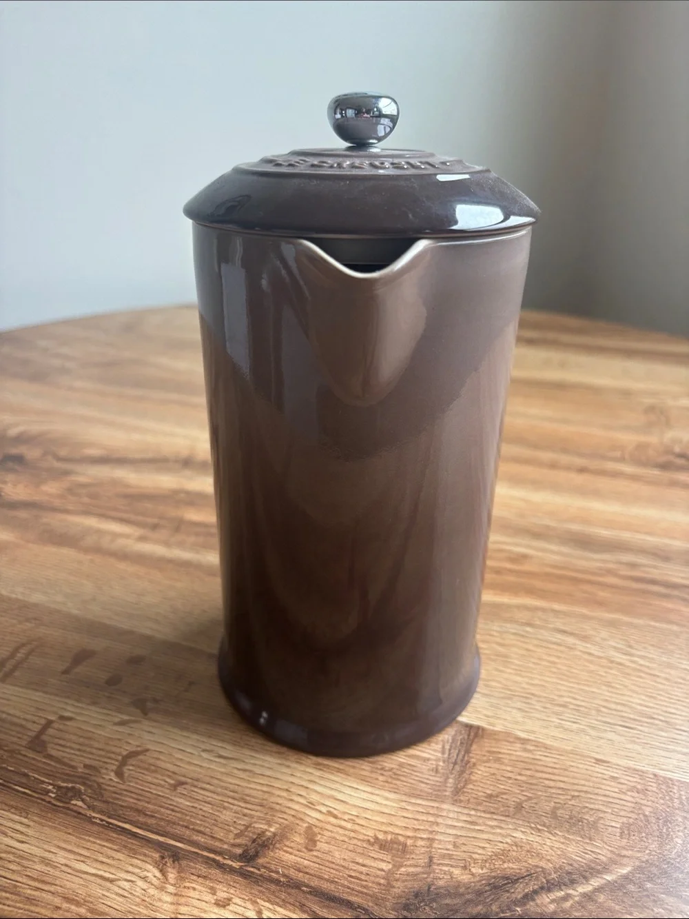 Le Creuset Brown Ceramic Coffee Press with Chrome Knob